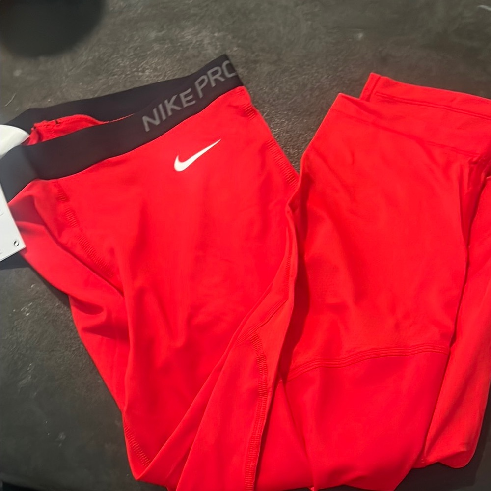 Reposting -Nike Pro Red Leggings with Black Waistband